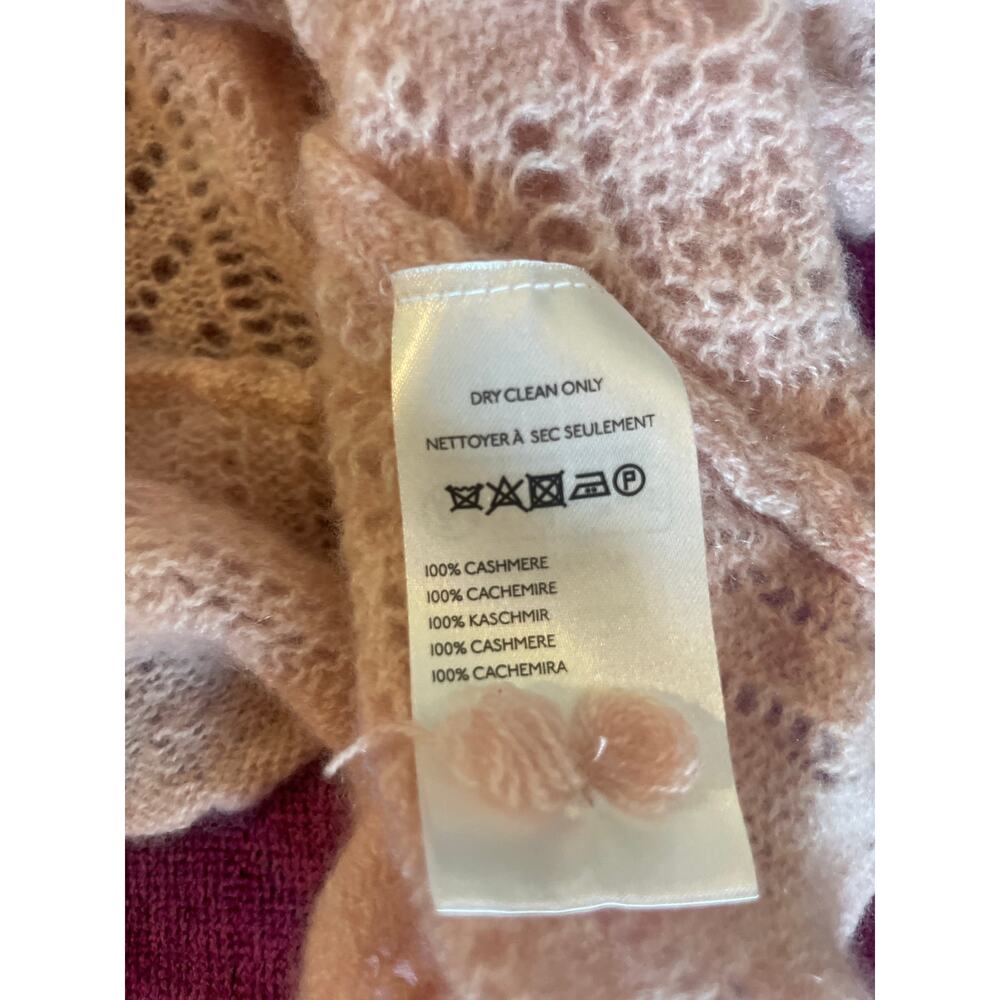 By ANTHROPOLOGIE Flutter Sleeve Pointelle Cashmere Top FEMININE PINK COZY Size M - Picture 4 of 7